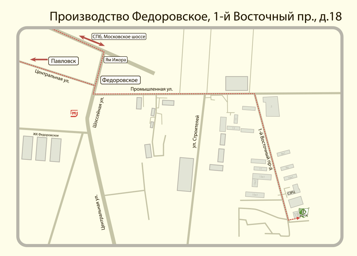 Схема проезда на производство Федоровское