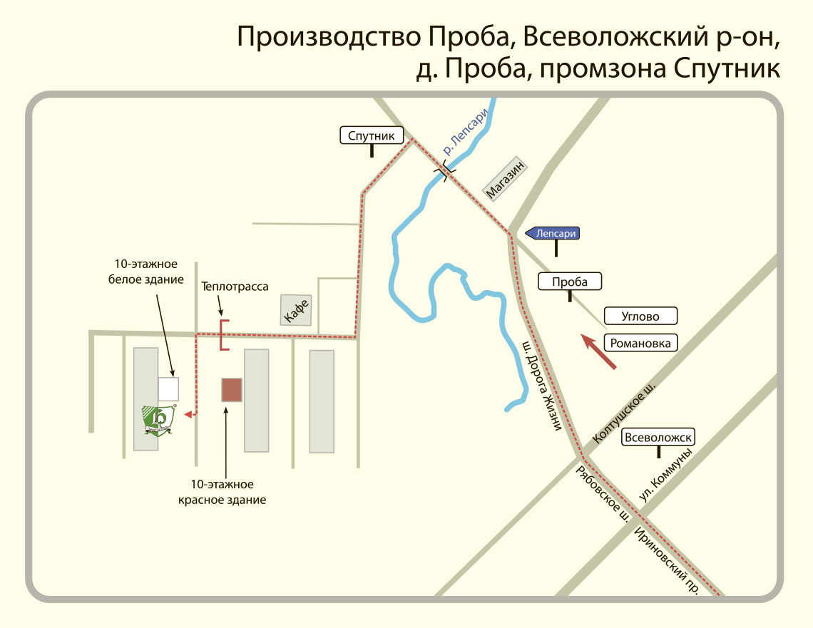 Схема проезда на производство в промзону Спутник - Завод БАСТИОН